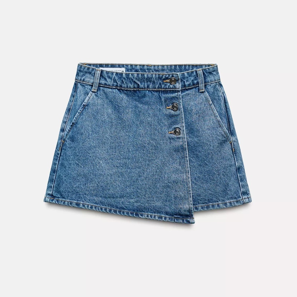 Blue Denim Asymmetrical Skirt